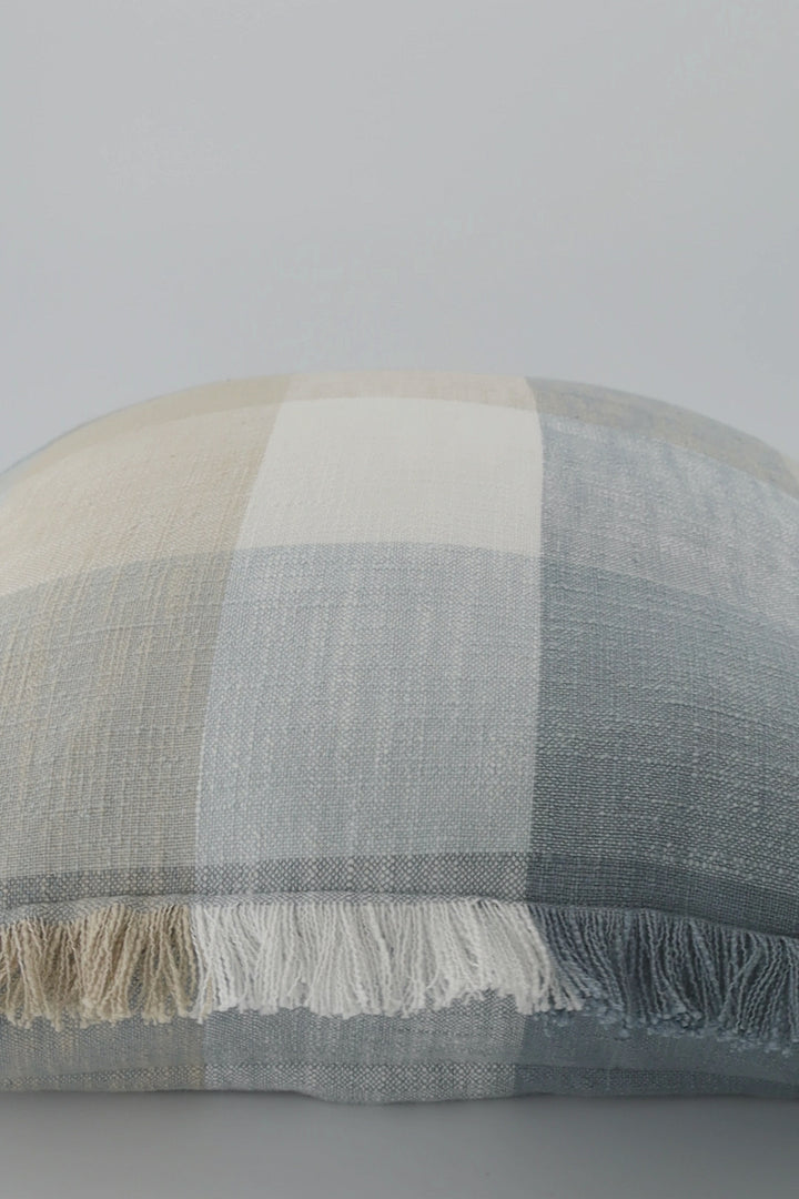 Portside Blue Check Cushion