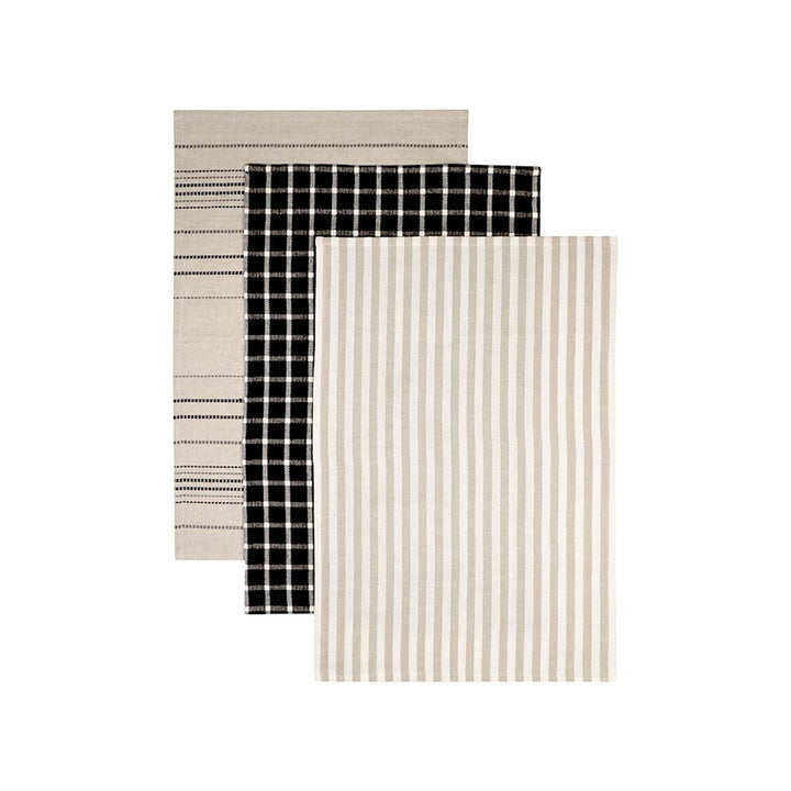 Woven Charcoal Tea Towel - Pack Of 3 - Madras Link