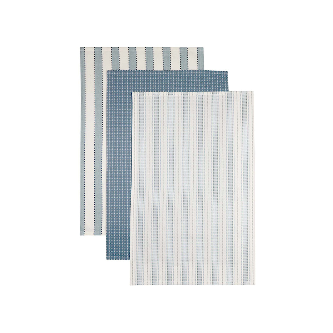 Woven Sky Blue Tea Towel - Pack Of 3 - Madras Link