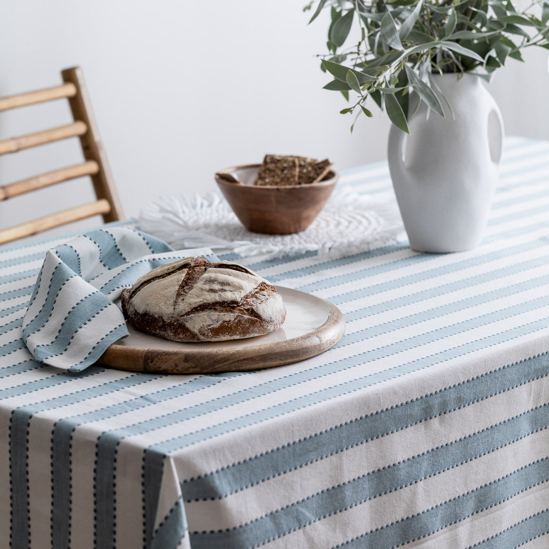 Flinders Woven Blue Stripe Tablecloth - Madras Link