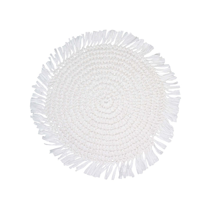 Fringe White Placemat Round - Madras Link