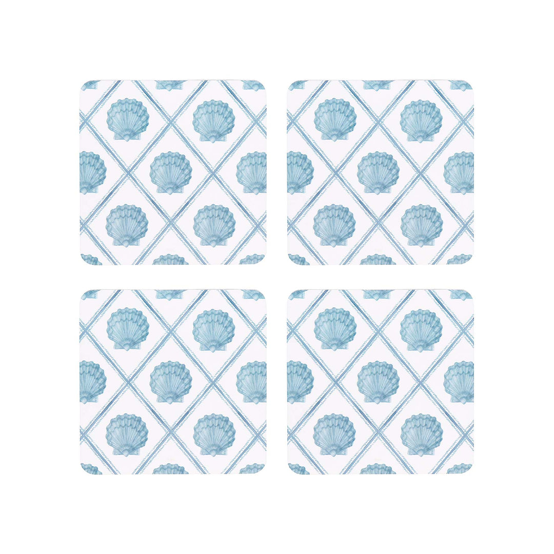 Scallop Check Square Coaster - Madras Link