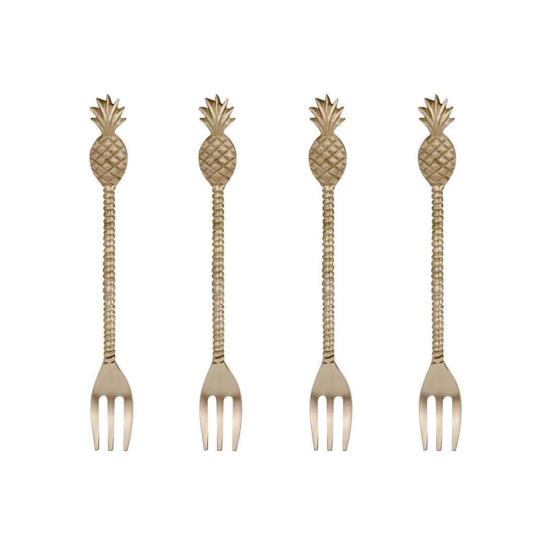 Pineapple Brass Fork - Set Of 4 - Madras Link