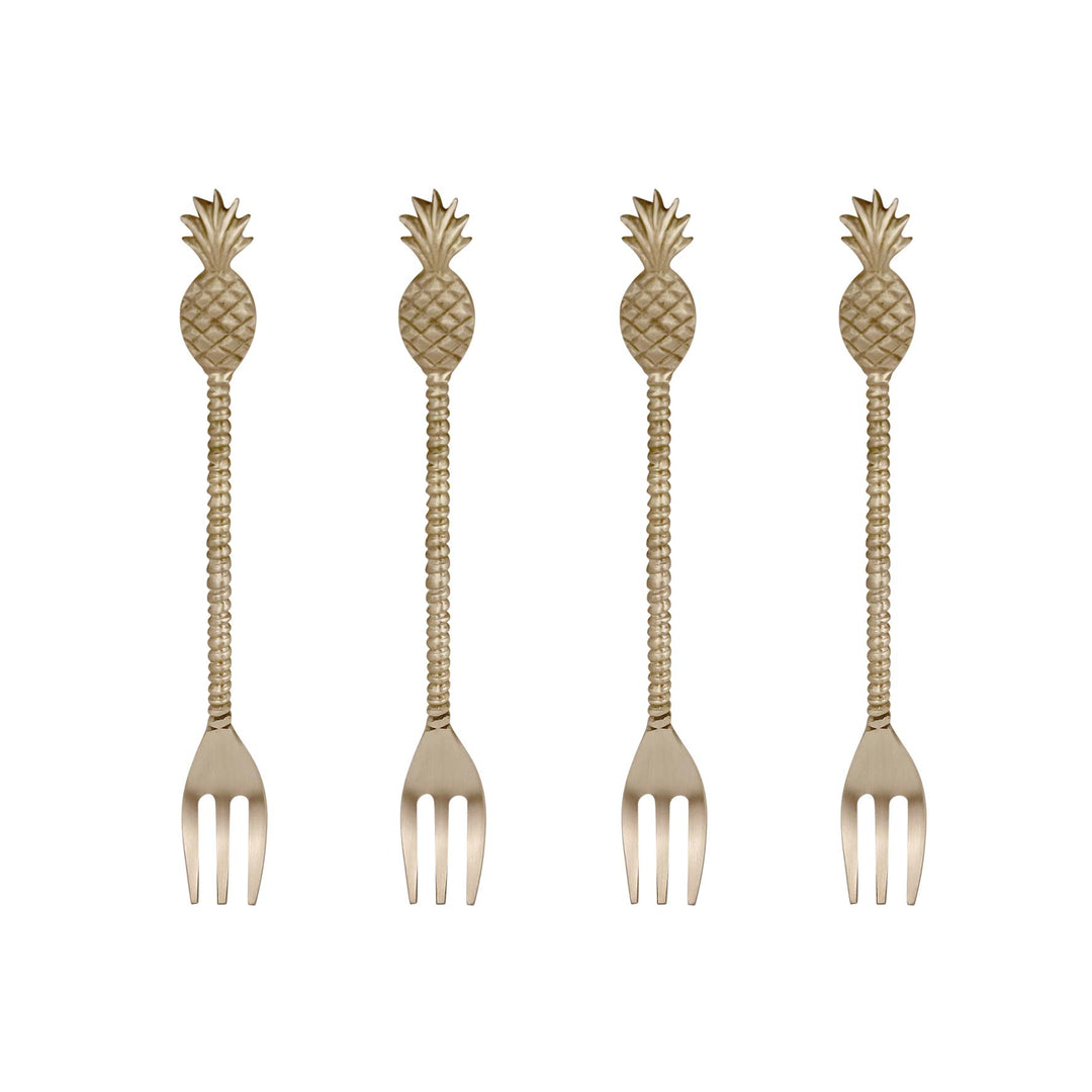 Pineapple Brass Fork - Set Of 4 - Madras Link