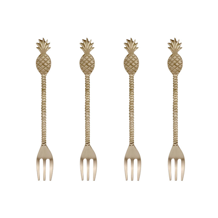 Pineapple Brass Fork - Set Of 4 - Madras Link