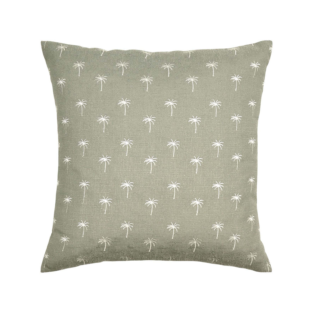 Palm Tree Embroidered Cushion - Sage - Madras Link