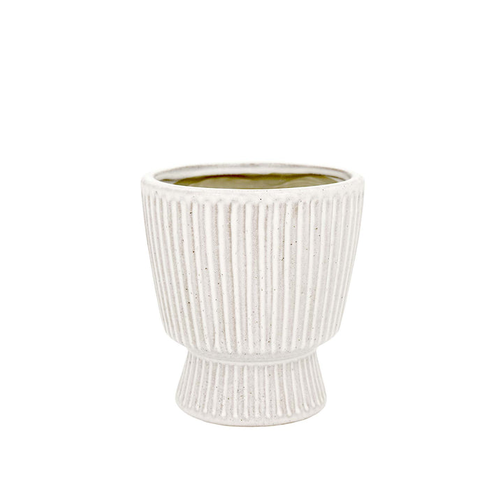 Taylor Ribbed White Planter - Madras Link