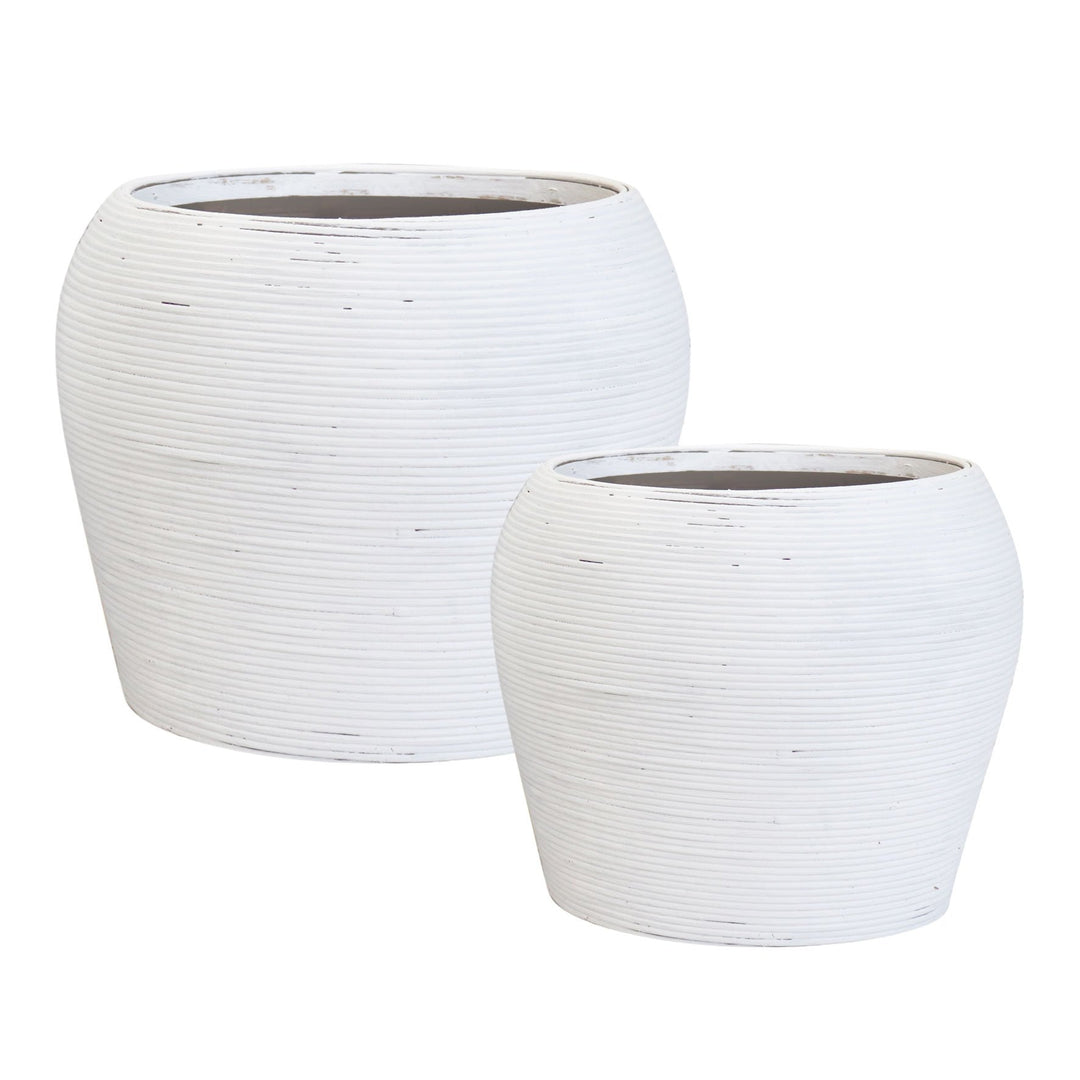 Calypso White Planters - Set Of 2 - Madras Link