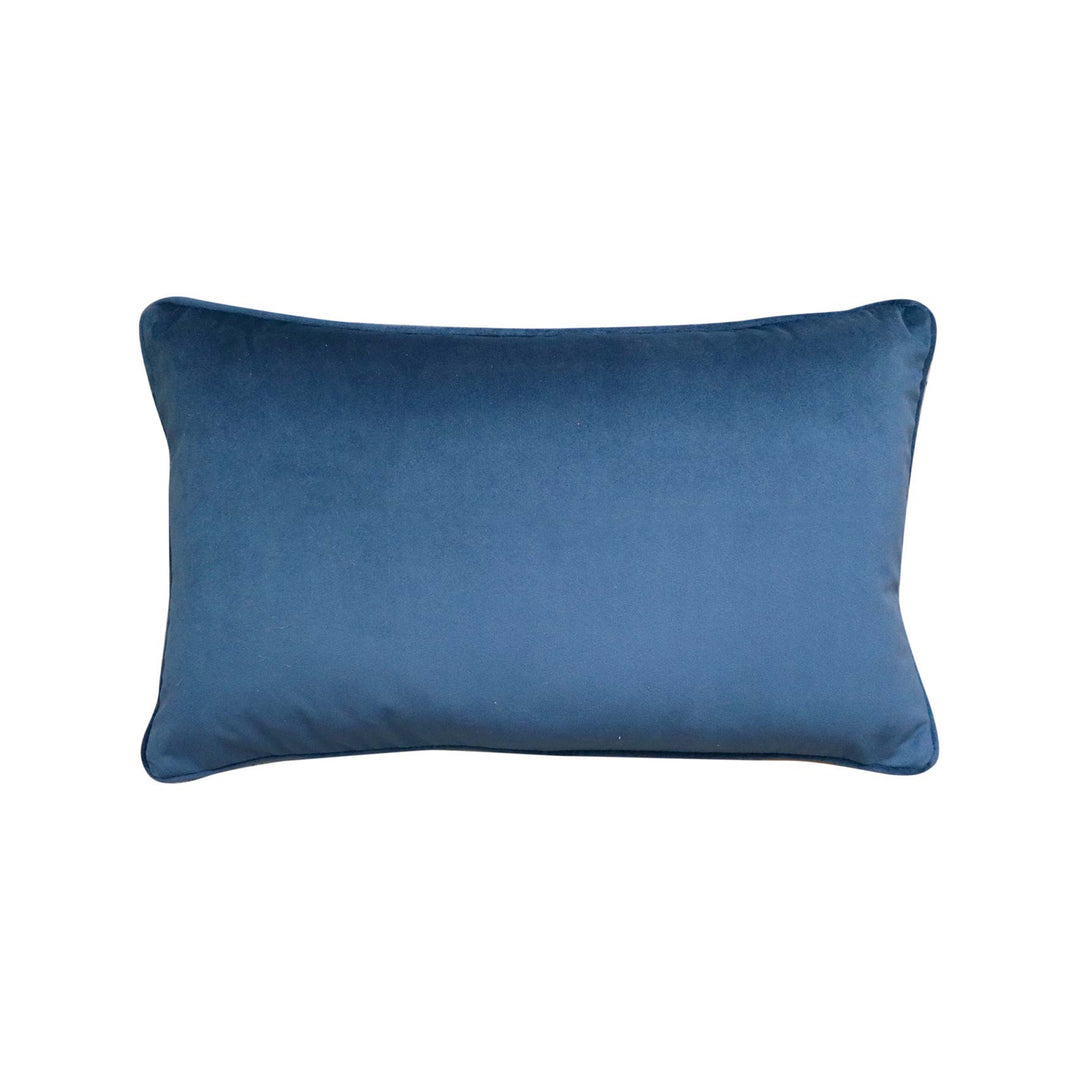 Mira Velvet Lumbar Cushion - Dark Blue - Madras Link