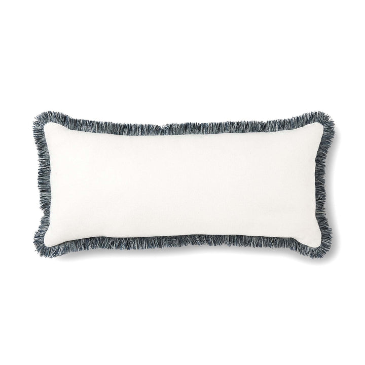 Vera Melange Fringe Long Lumbar Cushion - Blue - Madras Link