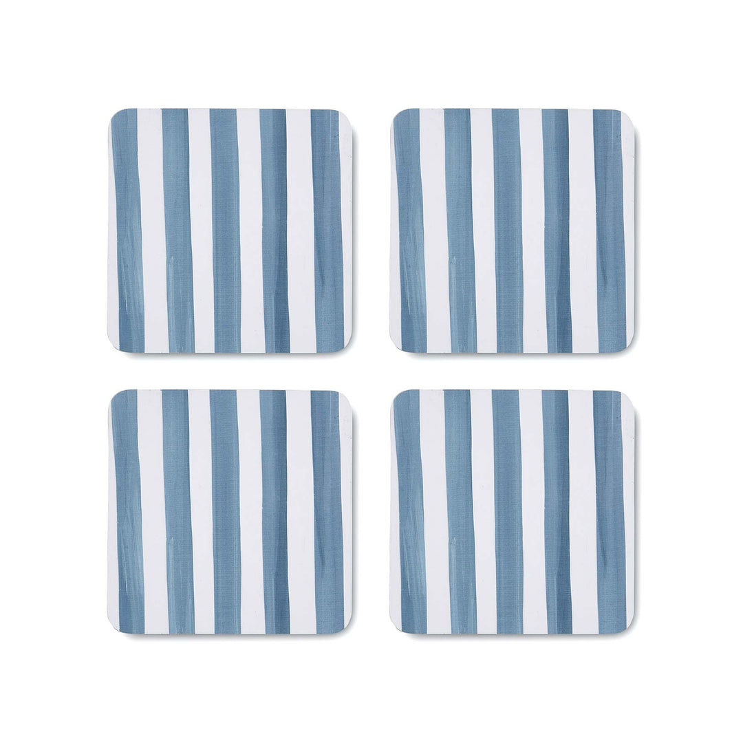 Taylor Stripe Square Coaster Blue - Set of 4 - Madras Link