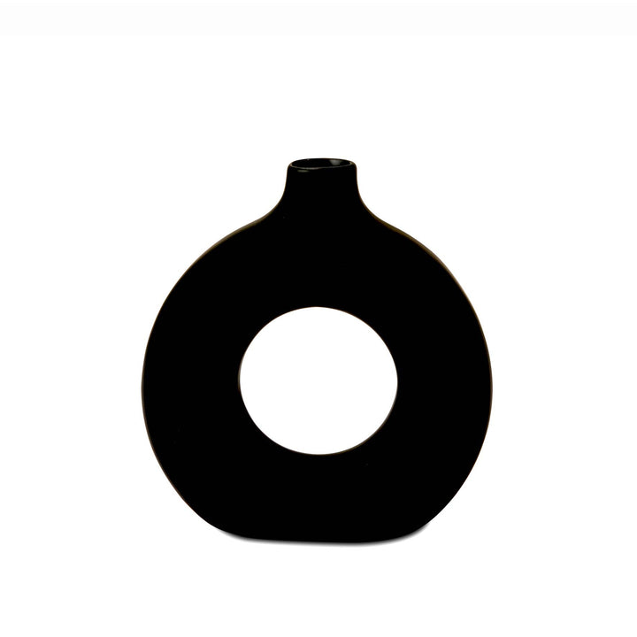 Pipe Round Black Vase - Madras Link