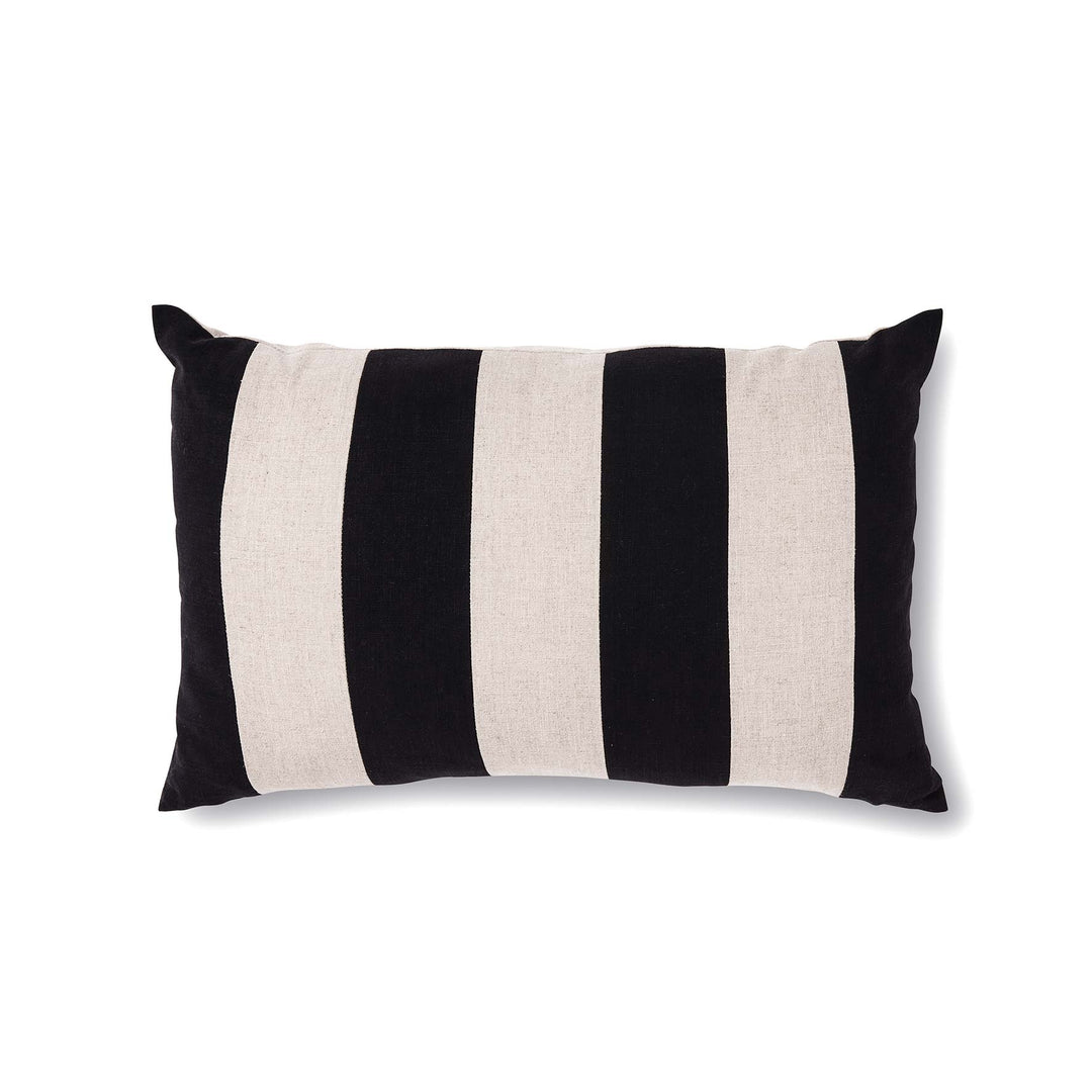 Andy Stripe Lumbar Cushion - Black - Madras Link