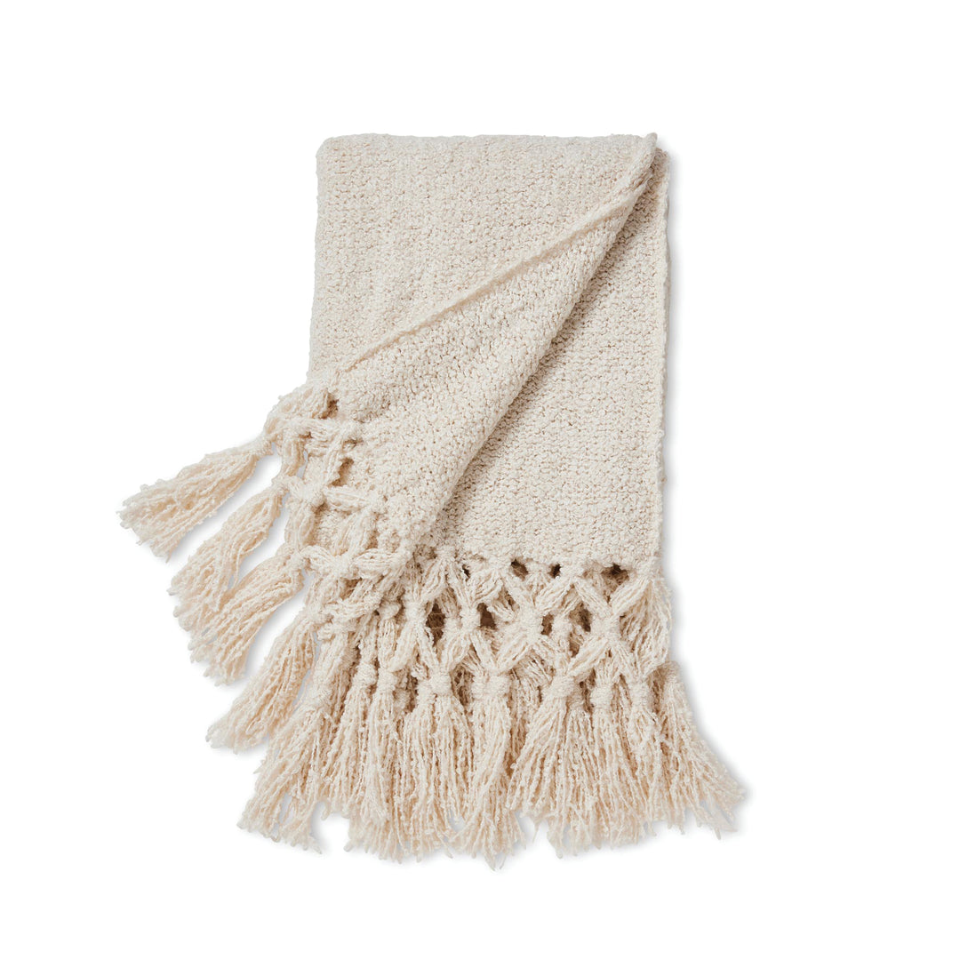 Ava Boucle Tassel Throw - Cream - Madras Link