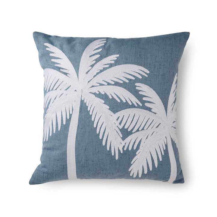 Luca Blue Embroidered Cushion - Madras Link