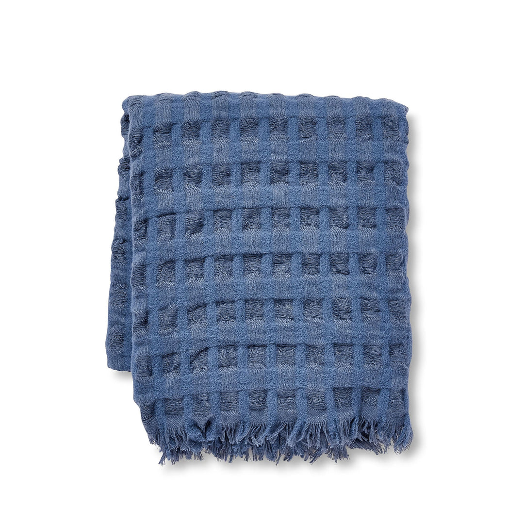 Blake Waffle Washed Blue Throw - Madras Link