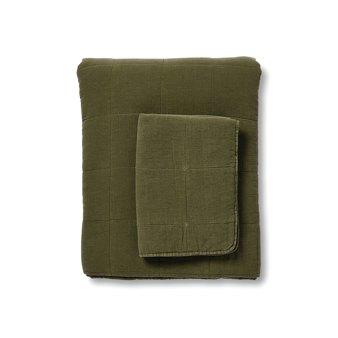 Bailey Olive Stonewash Coverlet Set - Madras Link