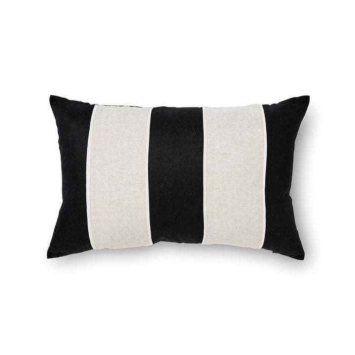 Riley Patch Lumbar Cushion - Black / Linen - Madras Link