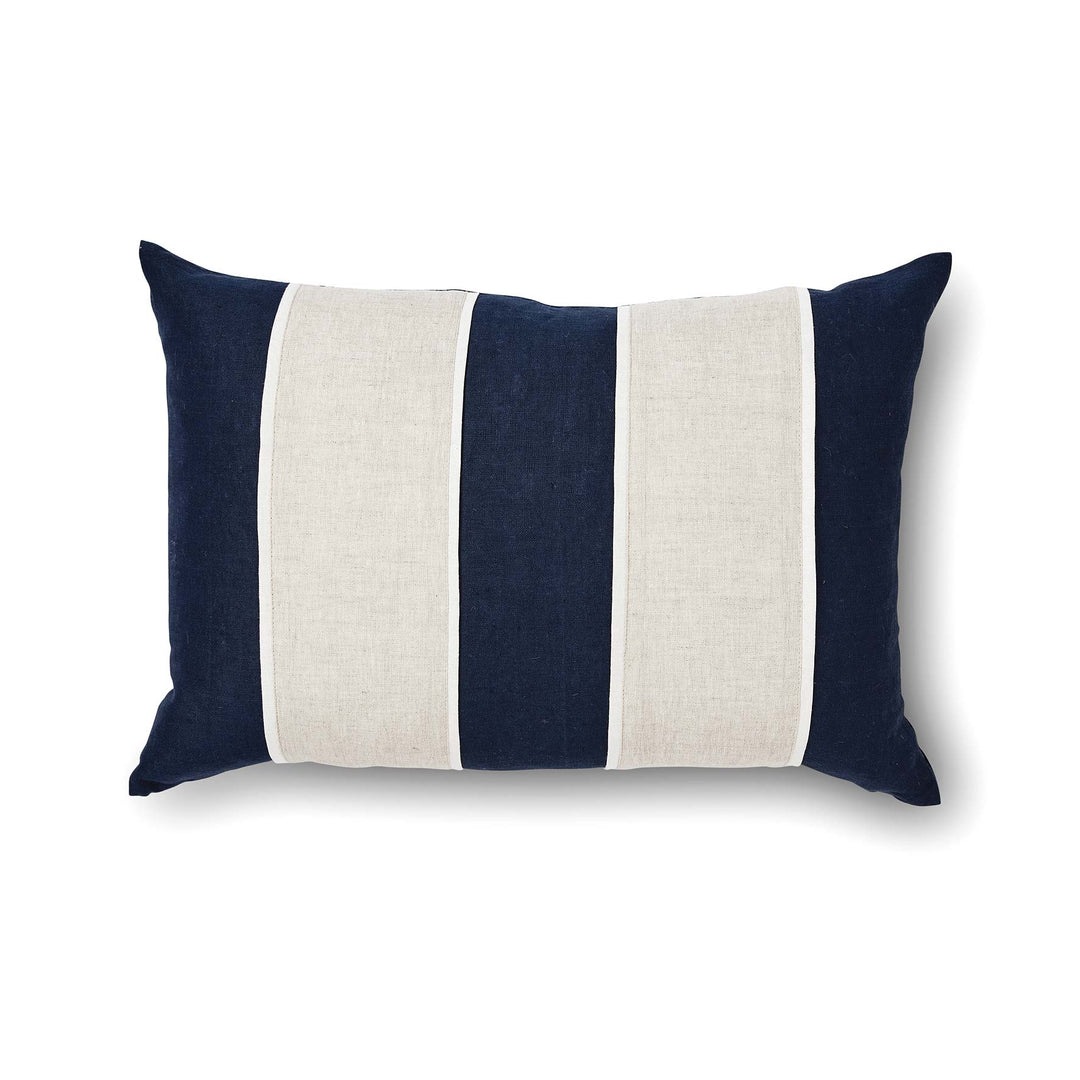 Riley Patch Lumbar Cushion - Navy / Linen - Madras Link