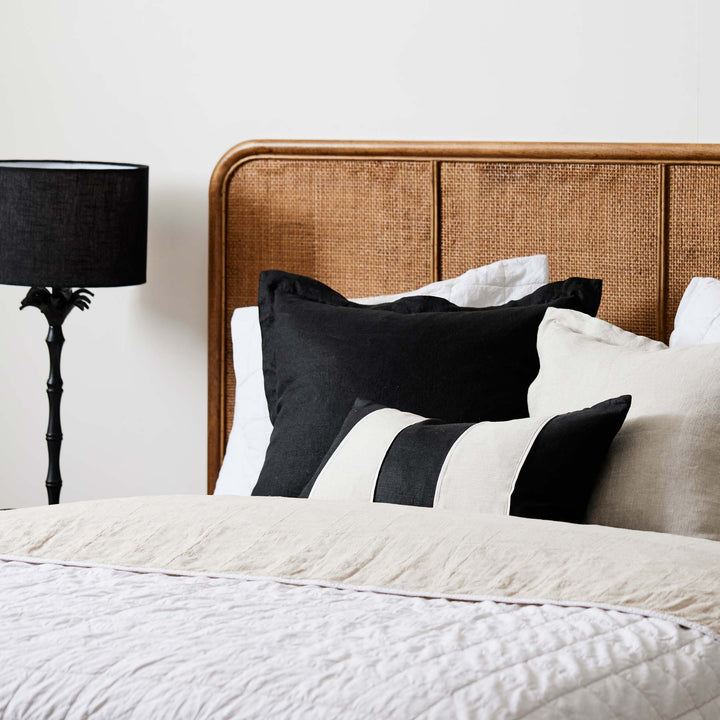 Riley Patch Lumbar Cushion - Black / Linen - Madras Link