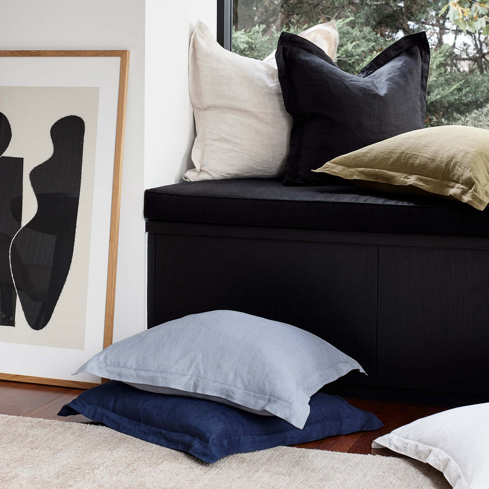 Riley Linen Cushion - Black - Madras Link