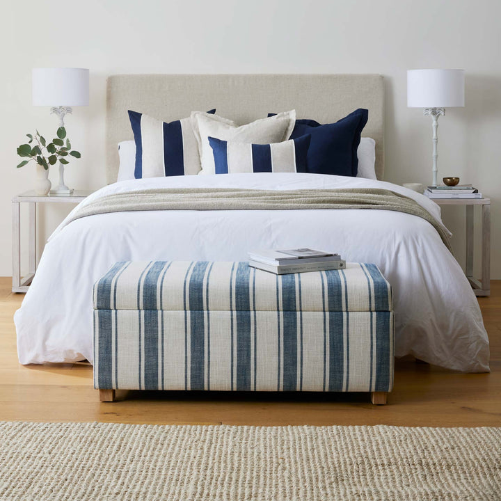 Riley Patch Lumbar Cushion - Navy / Linen - Madras Link