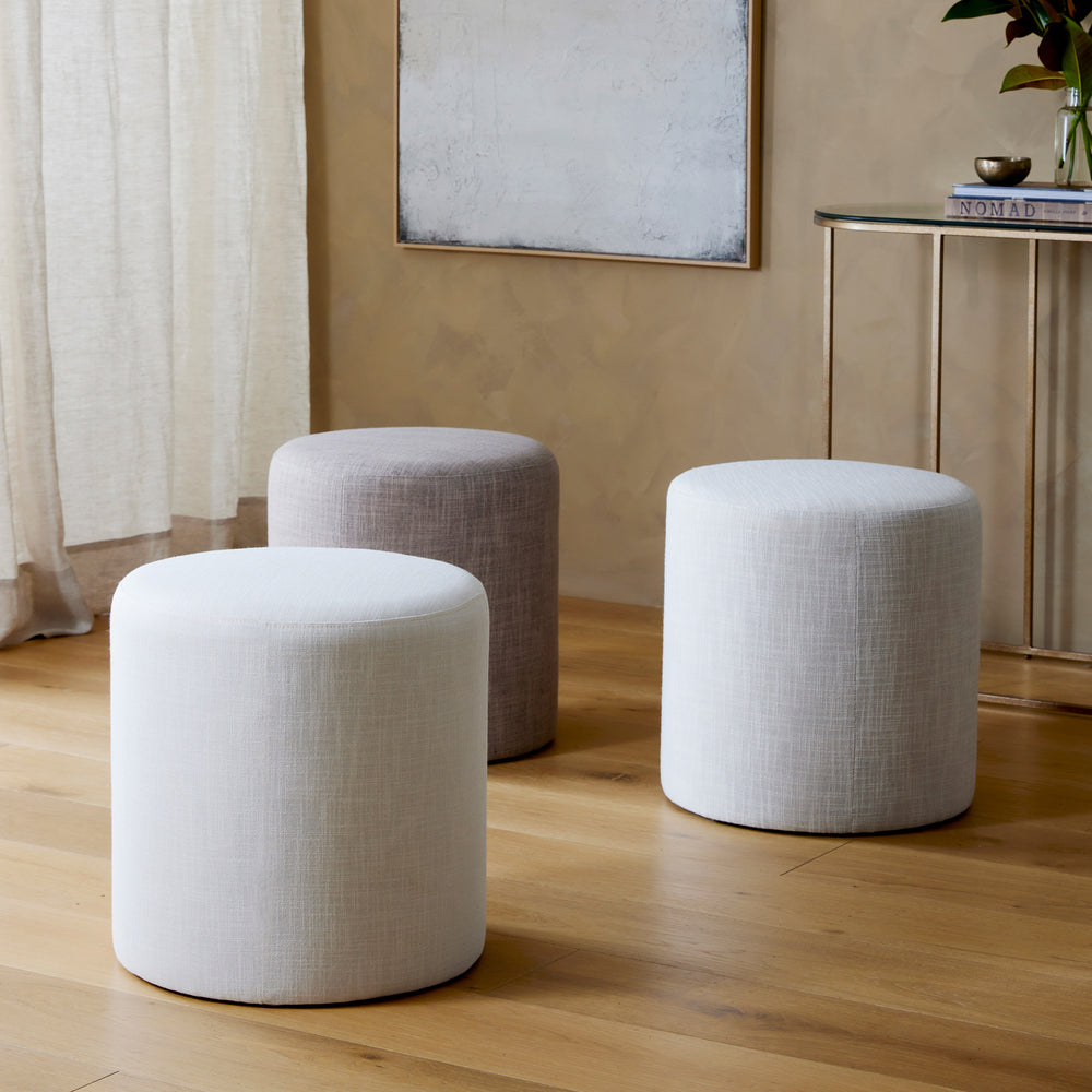 Wesley Linen Ottoman - Milk - Madras Link