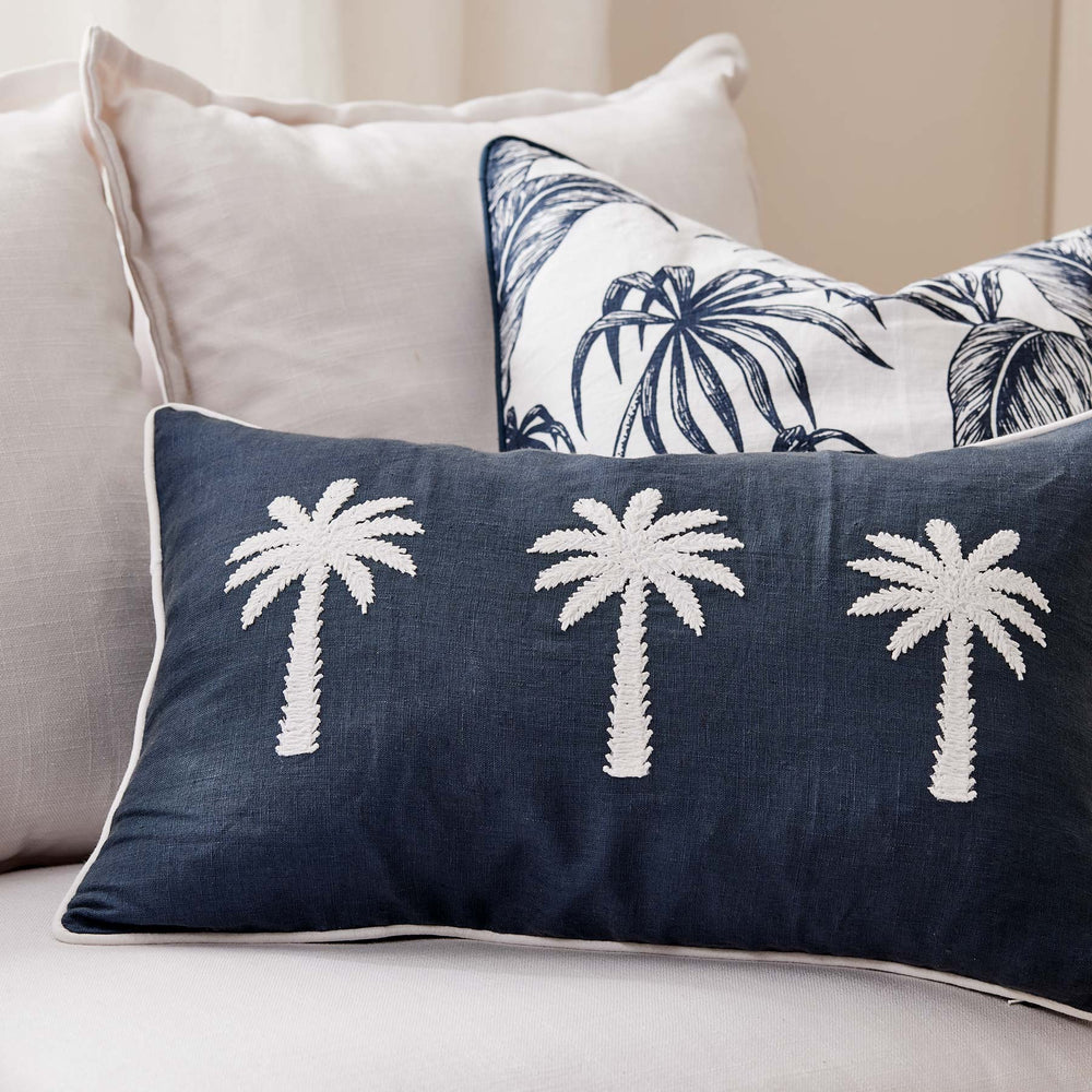 Tahiti Cushion - White / Navy - Madras Link