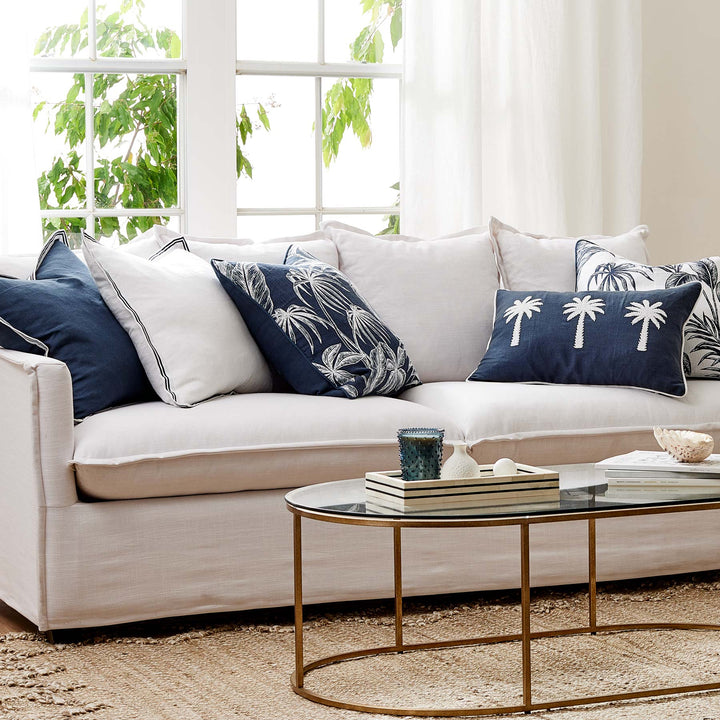 Tahiti Cushion - White / Navy - Madras Link