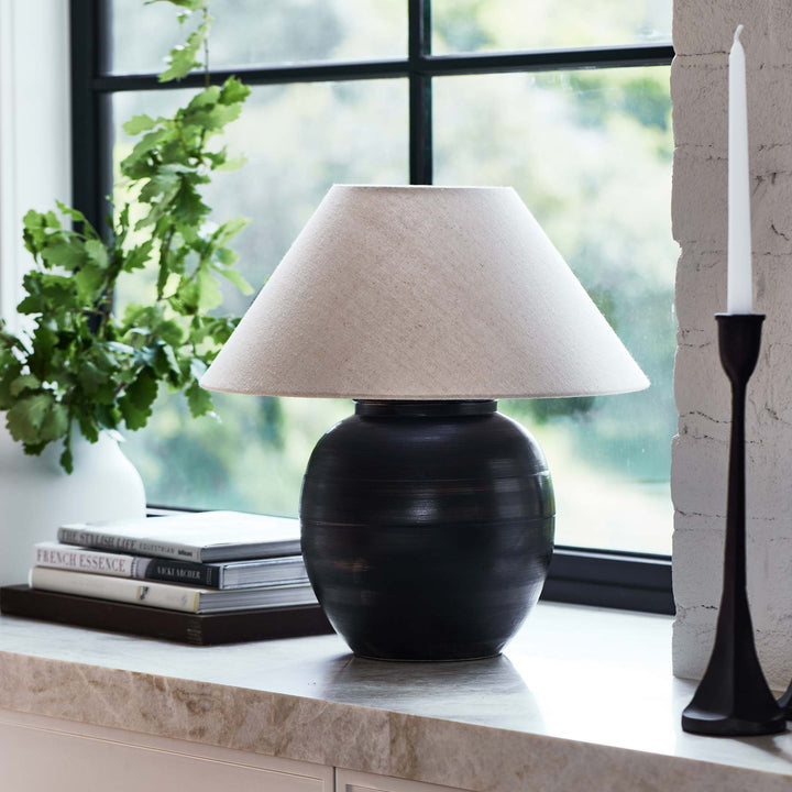 Nigella Black Ceramic Table Lamp - Madras Link