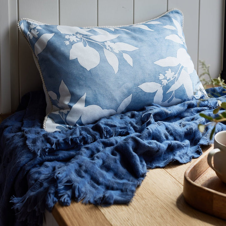 Blake Waffle Washed Blue Throw - Madras Link