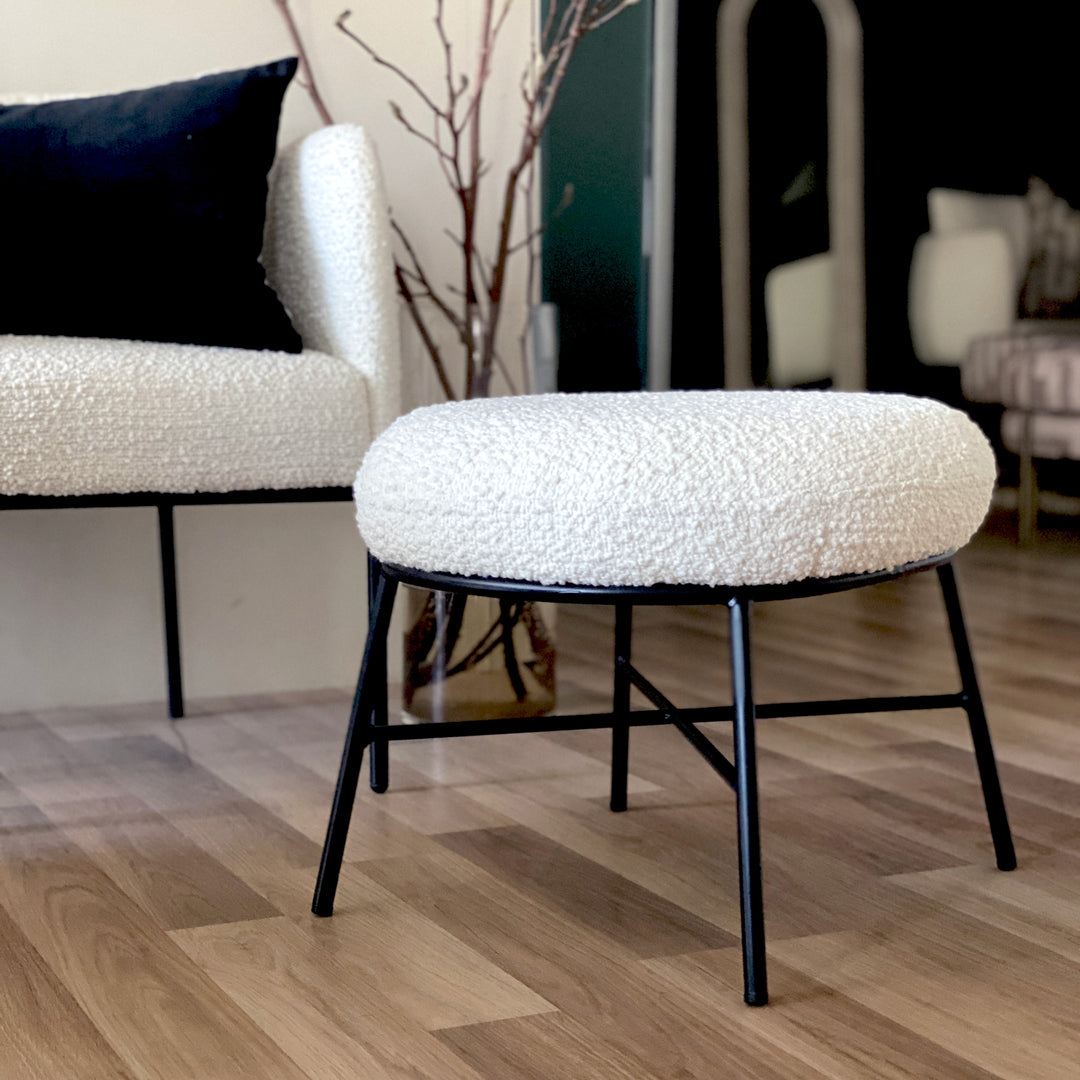 Boucle Bubble Ottoman - Snow - Madras Link
