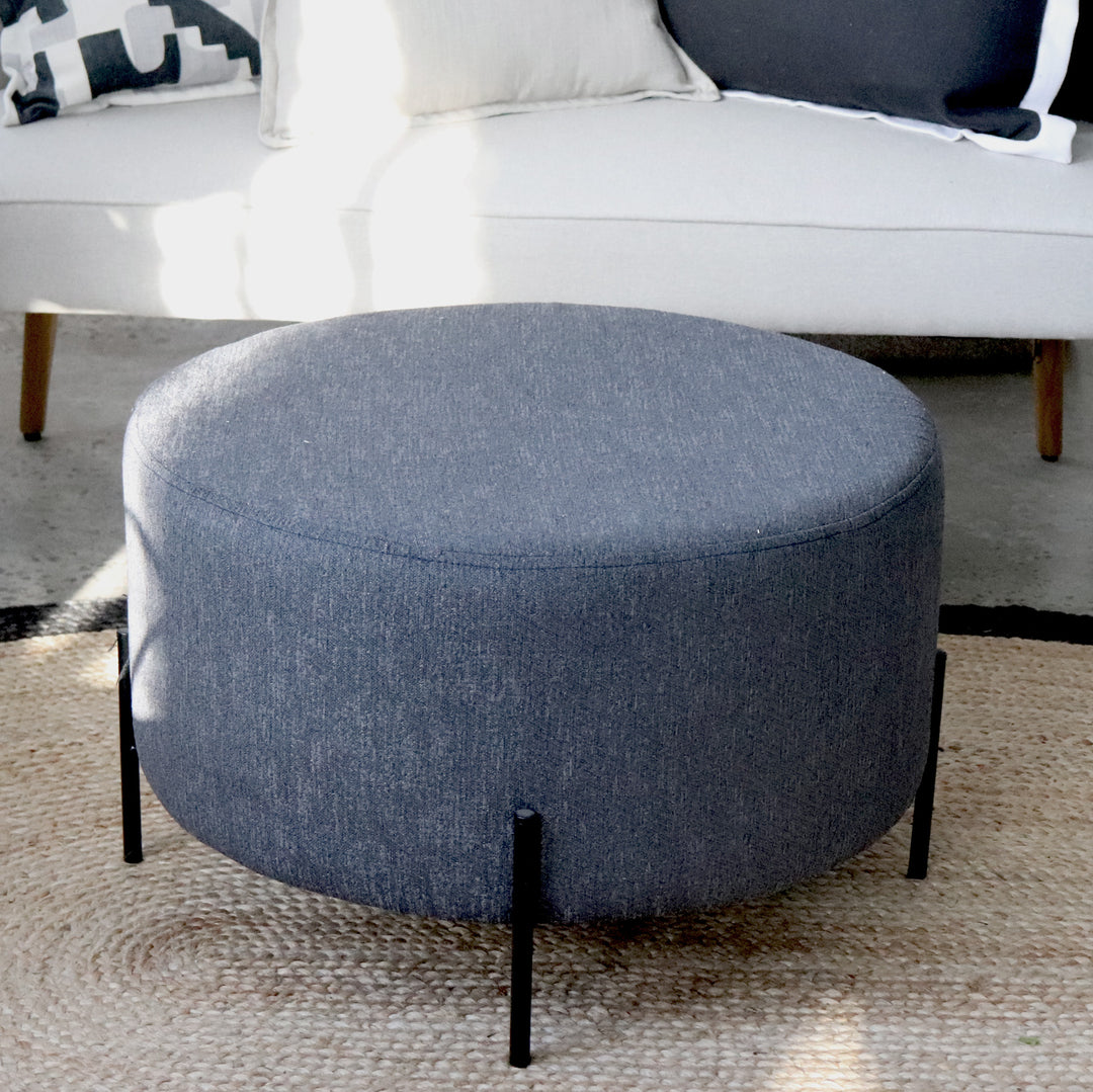 Dhalia Large Ottoman - Charcoal - Madras Link