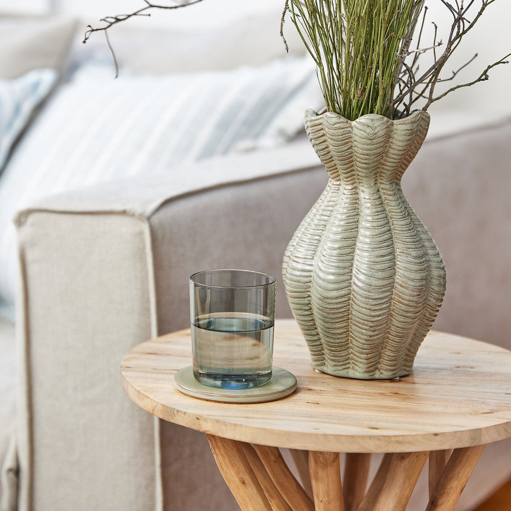 Lucy Green Ribbed Vase - Short - Madras Link