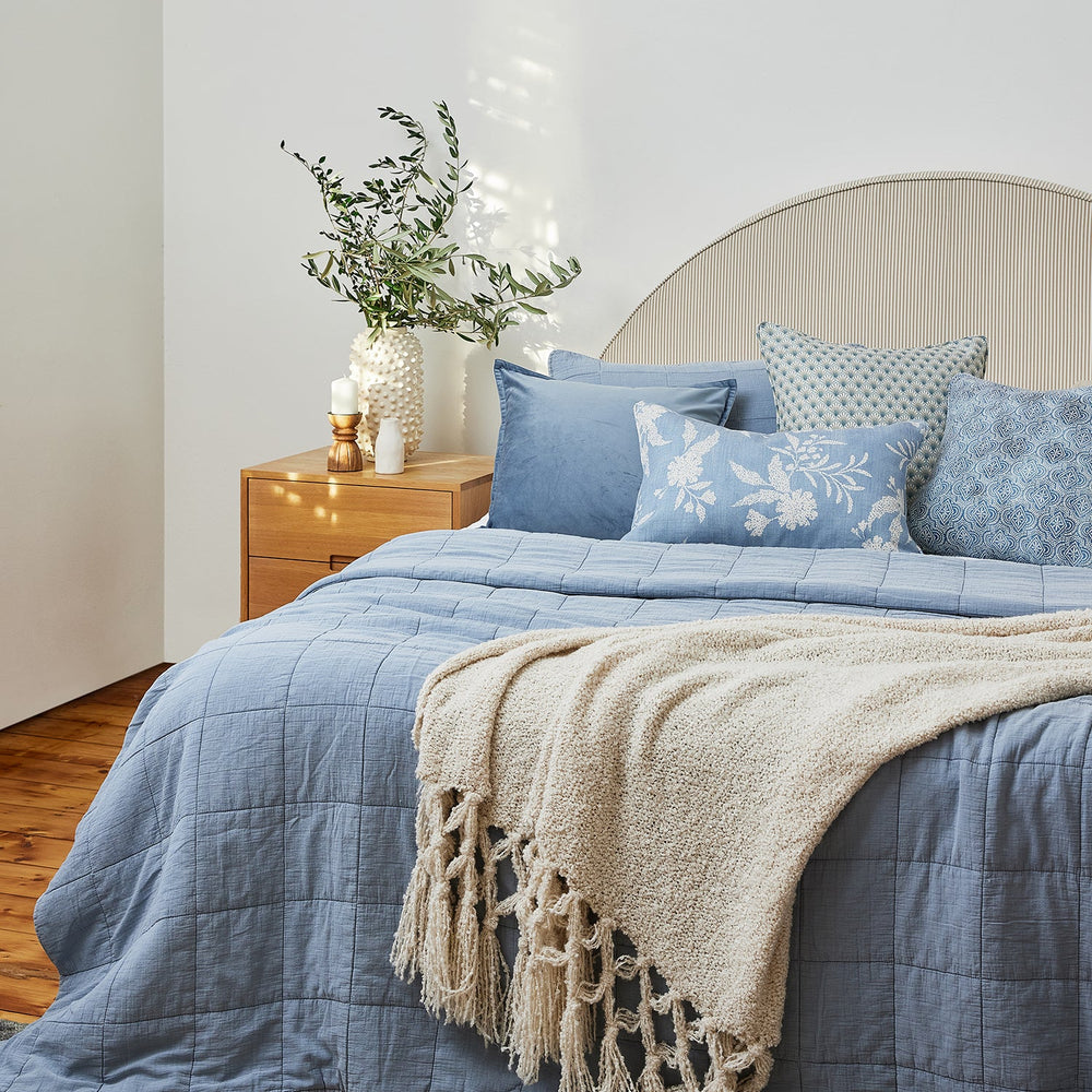 Bailey Stonewash Coverlet Set - Light Blue - Madras Link