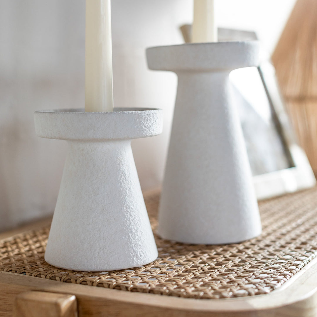 Piper White Matte Candle Stick Holder - Short - Madras Link