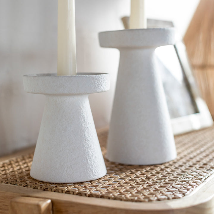 Piper White Matte Candle Stick Holder - Short - Madras Link