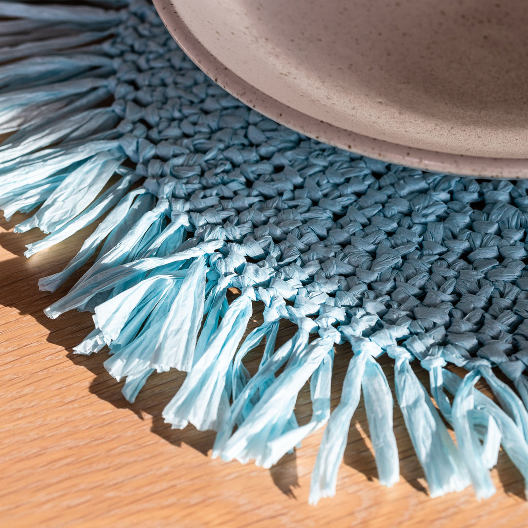 Fringe Blue Placemat Round - Madras Link