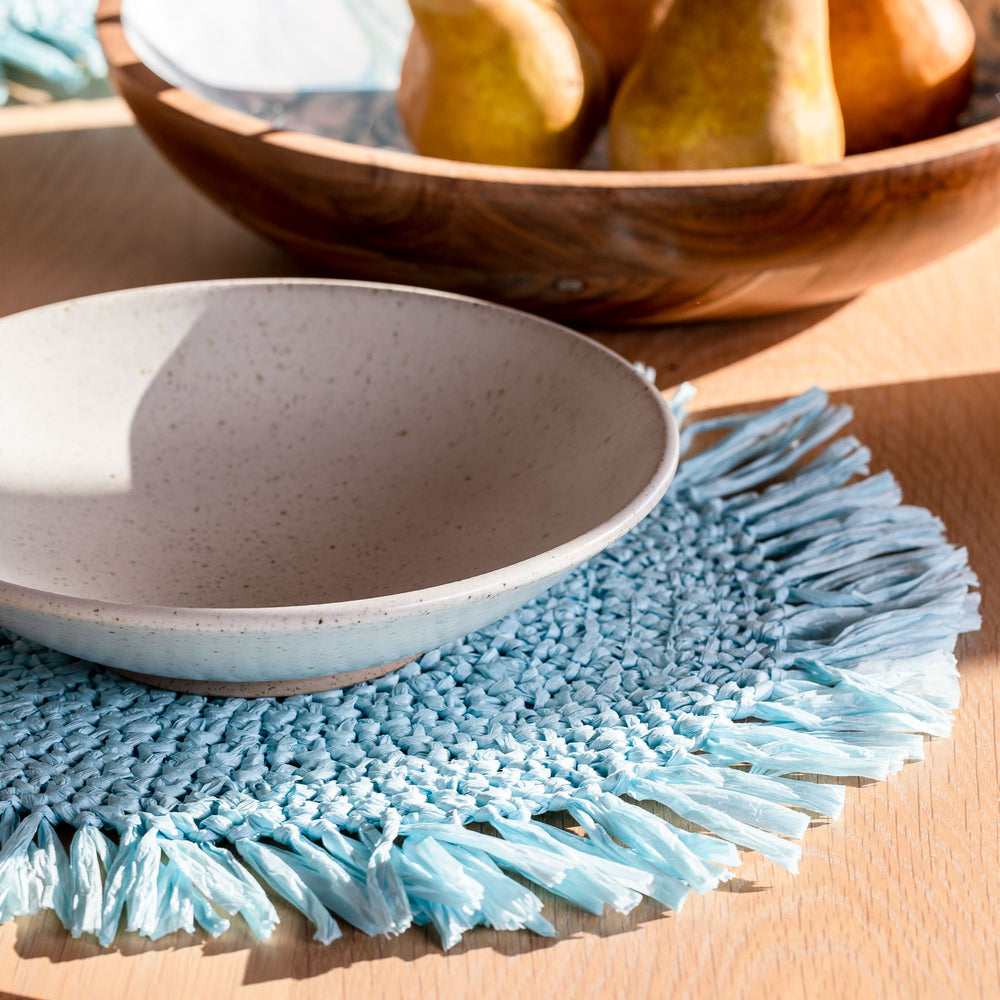 Fringe Blue Placemat Round - Madras Link