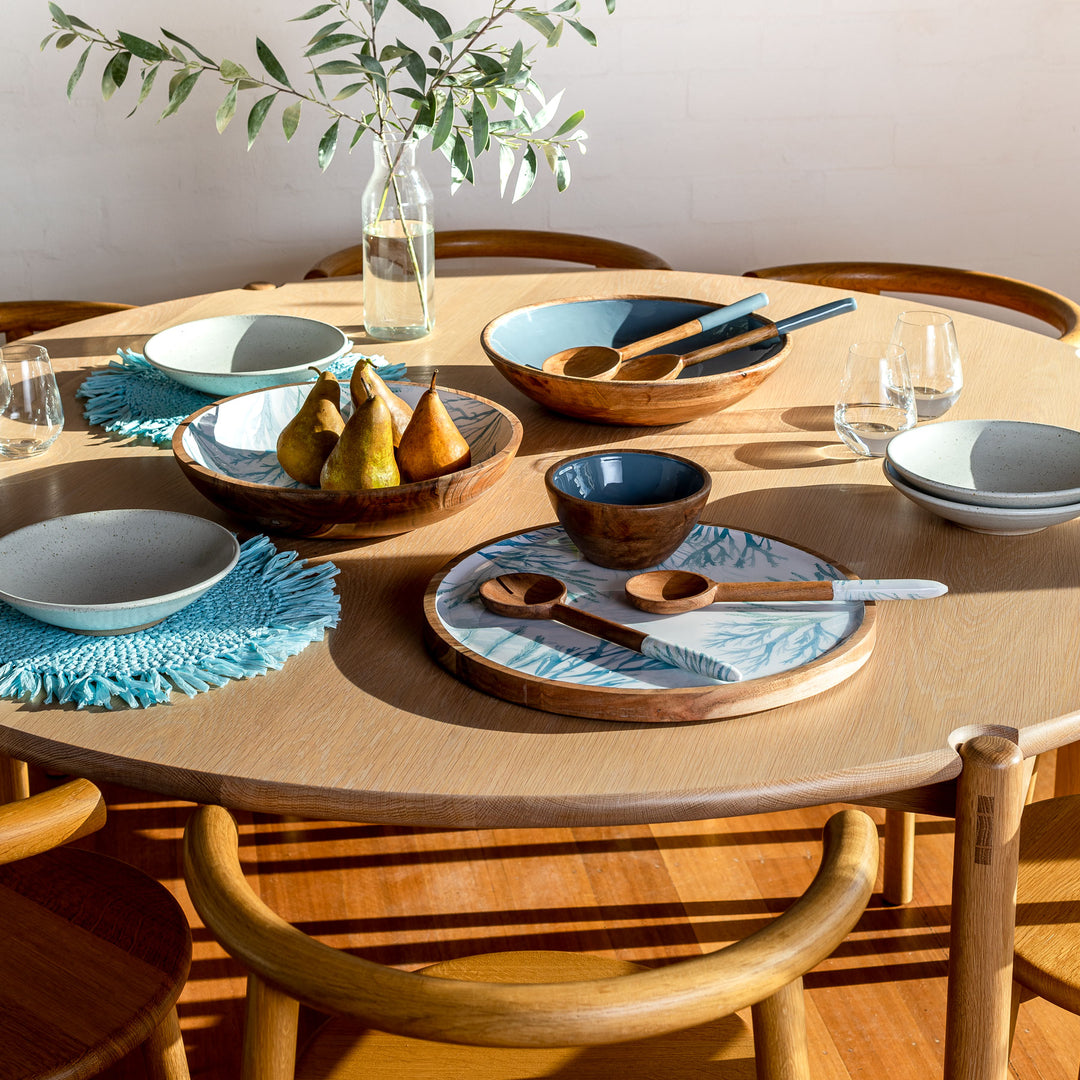 Fringe Blue Placemat Round - Madras Link