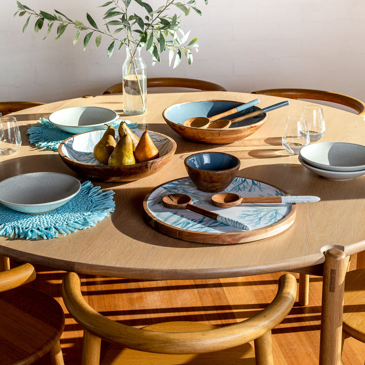 Fringe Blue Placemat Round - Madras Link