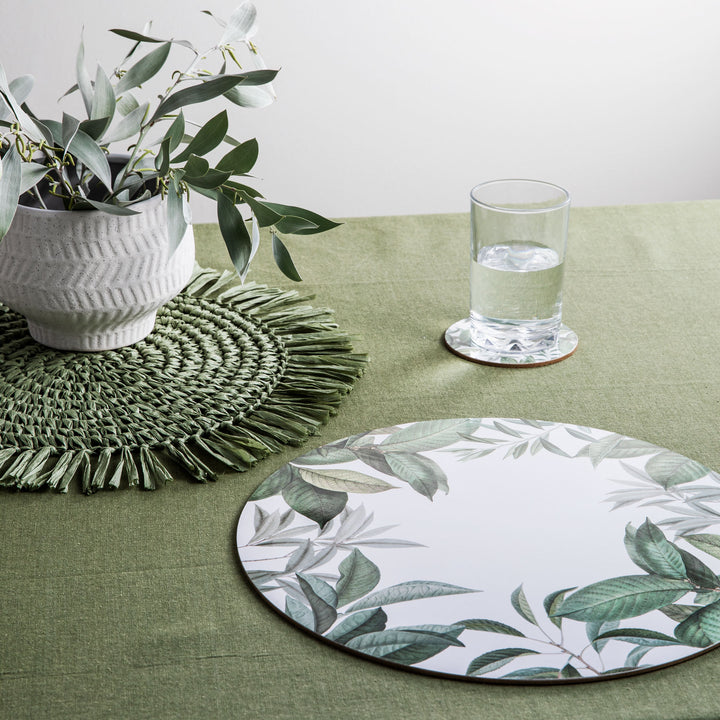 Fringe Green Placemat Round - Madras Link