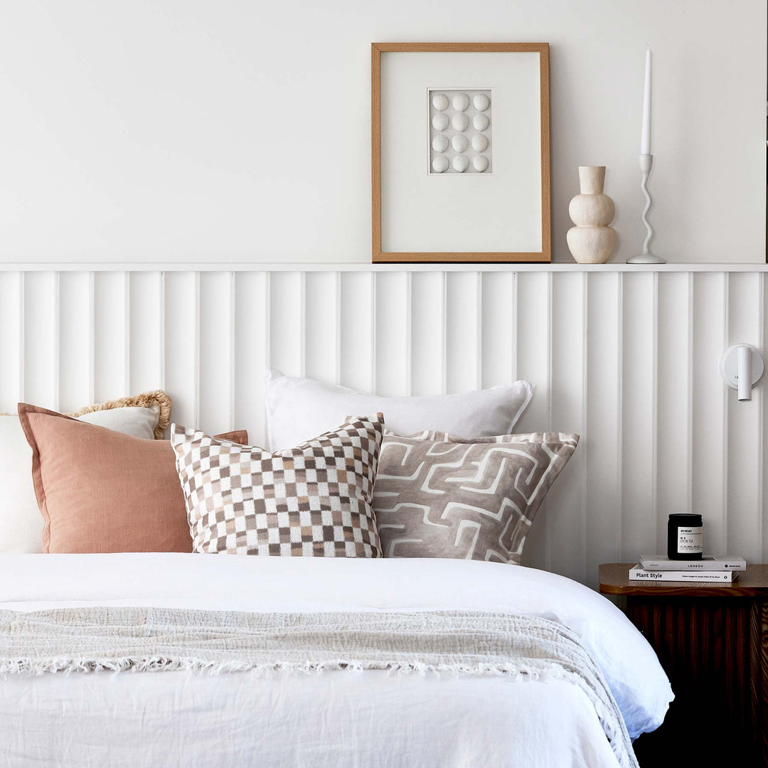 Checkerboard Neutral Cushion - Madras Link