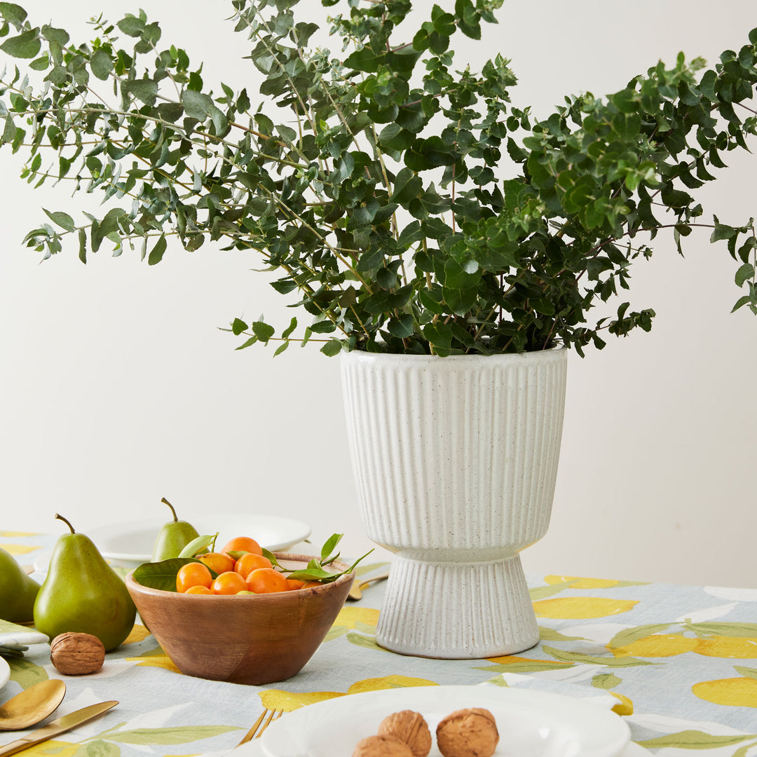 Taylor Ribbed White Planter - Madras Link