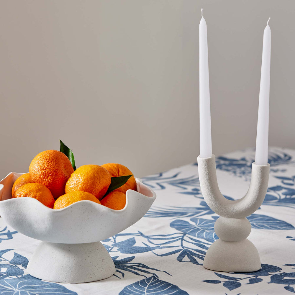 Double Candle Holder - White - Madras Link