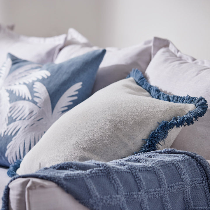 Vera Blue Fringe Cushion - Madras Link