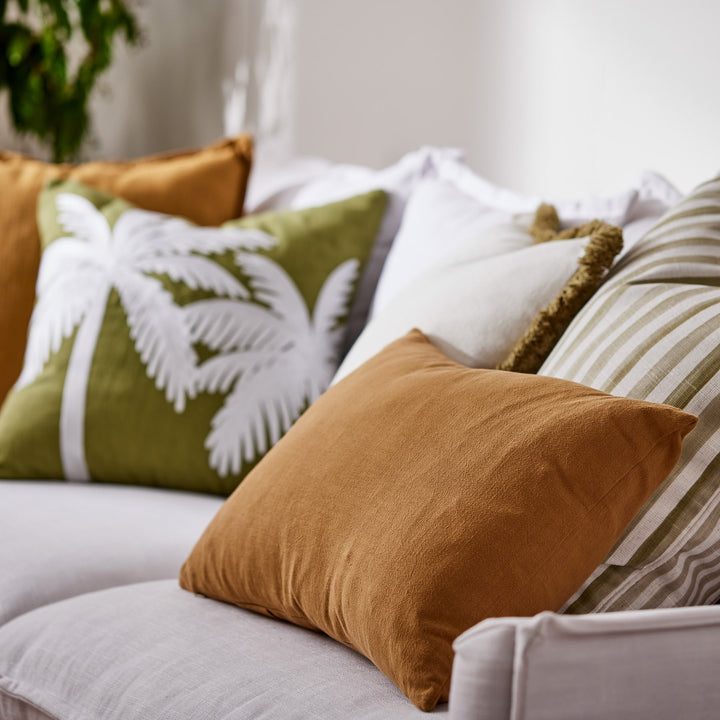 Vera Green Fringe Cushion - Madras Link