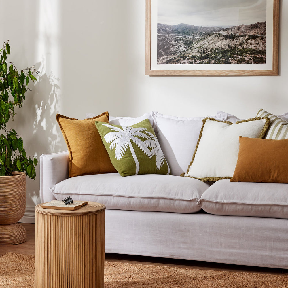 Vera Green Fringe Cushion - Madras Link