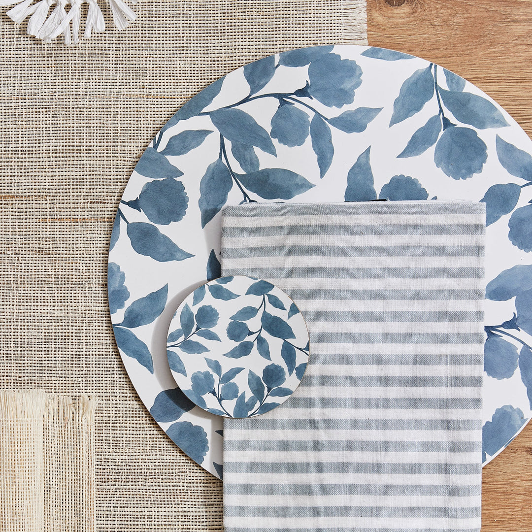 Riviera Blue Round Placemat - Set of 4 - Madras Link