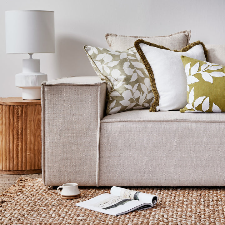 Riviera Green Embroidered Cushion - Madras Link